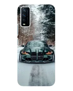 Чехол для Vivo Y12s с картинкой «BMW в зимнем лесу»