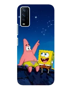 Чехол для Vivo Y12s с картинкой «Губка Боб и Патрик ночью»