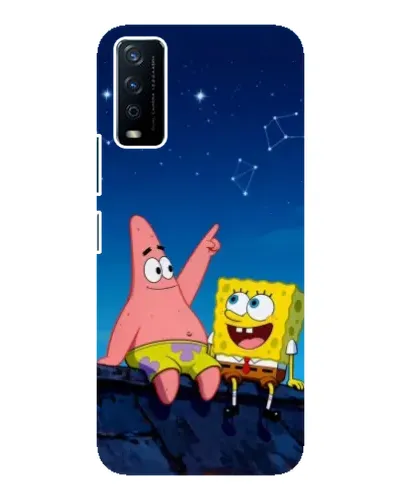 Чехол для Vivo Y12s с картинкой «Губка Боб и Патрик ночью»