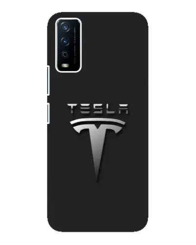 Чохол для Vivo Y12s з картинкою «Сталевий логотип Tesla»