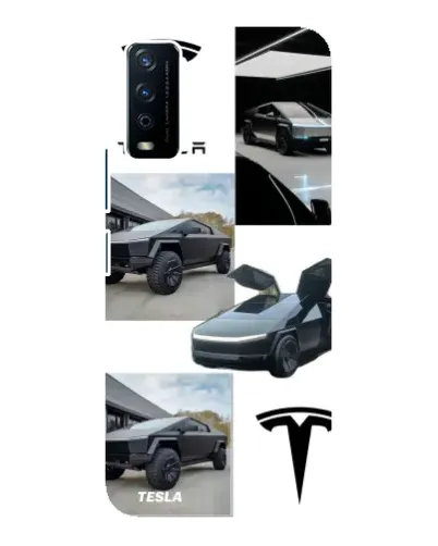 Чохол для Vivo Y12s з картинкою «Колаж Cybertruck Tesla»