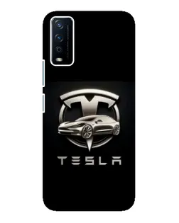 Чохол для Vivo Y12s з картинкою «Tesla — срібне авто»