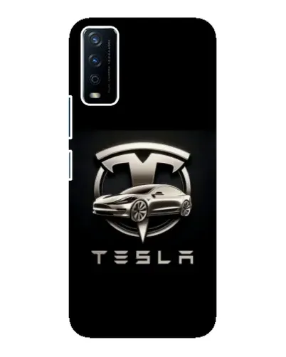 Чохол для Vivo Y12s з картинкою «Tesla — срібне авто»