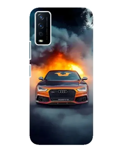 Чехол для Vivo Y12s с картинкой «Audi в огненном дыму»