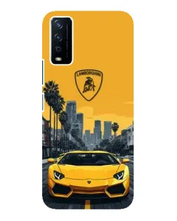 Чохол для Vivo Y12s з картинкою «Жовтий Lamborghini місто»