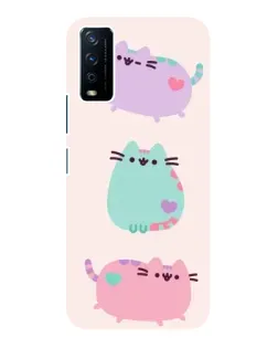 Чохол для Vivo Y12s з картинкою «Pusheen тріо»