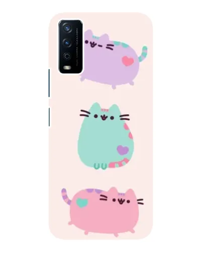 Чохол для Vivo Y12s з картинкою «Pusheen тріо»