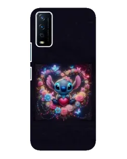 Чехол для Vivo Y12s с картинкой «Stitch в цветах»
