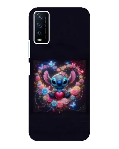 Чехол для Vivo Y12s с картинкой «Stitch в цветах»