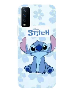 Чехол для Vivo Y12s с картинкой «Stitch среди цветов»