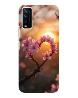 Чохол для Vivo Y12s з картинкою «Рожевий цвіт  сердечко на тлі заходу»