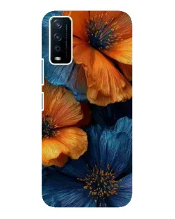 Чохол для Vivo Y12s з картинкою «Яскрава синьо-помаранчева флора»