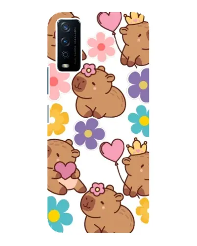Чехол для Vivo Y12s с картинкой «Цветочный паттерн капибар»
