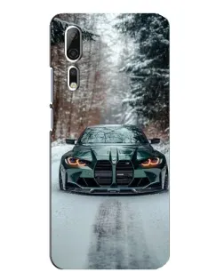 Чохол для ZTE Axon 10 Pro з картинкою «BMW у зимовому лісі»