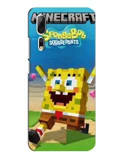 Чохол для ZTE Axon 10 Pro з картинкою «Губка Боб Minecraft»