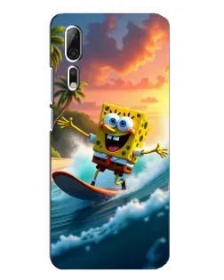 Чехол для ZTE Axon 10 Pro с картинкой «Губка Боб серфингист»