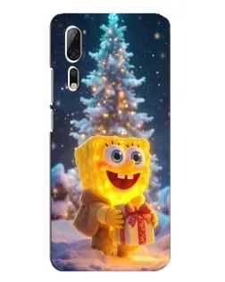 Чехол для ZTE Axon 10 Pro с картинкой «Рождественский Спанч Боб»