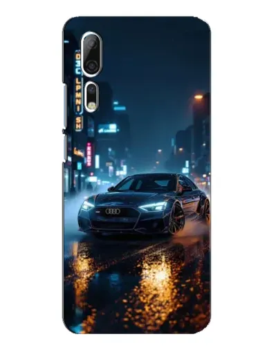 Чехол для ZTE Axon 10 Pro с картинкой «Ночной город и Audi»