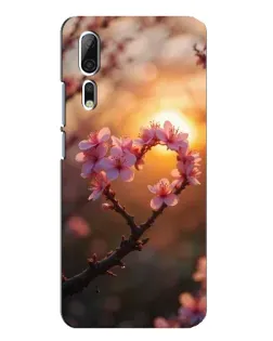 Чохол для ZTE Axon 10 Pro з картинкою «Рожевий цвіт  сердечко на тлі заходу»