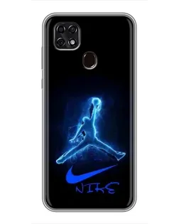 Чехол для ZTE Blade 20 Smart с картинкой «Jordan Neon Blue»