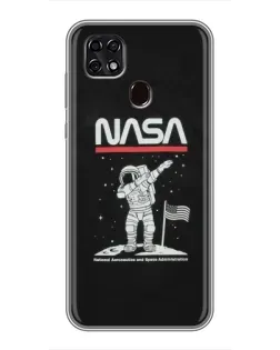 Чехол для ZTE Blade 20 Smart с картинкой «NASA — шагаем по Луне»