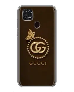 Чехол для ZTE Blade 20 Smart с картинкой «Gucci — золотая бабочка»