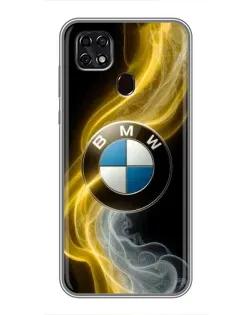 Чехол для ZTE Blade 20 Smart с картинкой «Золотистый дым BMW»