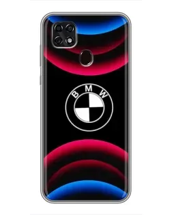 Чехол для ZTE Blade 20 Smart с картинкой «Логотип BMW и неоновые дуги»