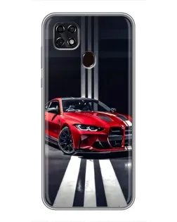Чехол для ZTE Blade 20 Smart с картинкой «Красная BMW на дороге»