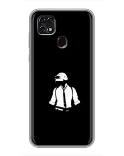 Чехол для ZTE Blade 20 Smart с картинкой «PUBG — белый шлем»