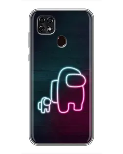 Чехол для ZTE Blade 20 Smart с картинкой «Among Us неон-арт»