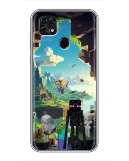 Чехол для ZTE Blade 20 Smart с картинкой «Эндермен в лесу»