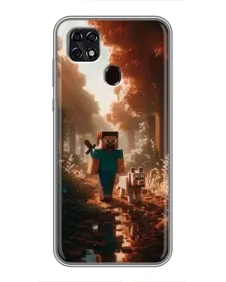 Чехол для ZTE Blade 20 Smart с картинкой «Стив в лесу»