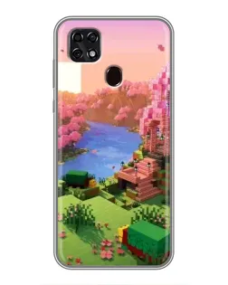 Чехол для ZTE Blade 20 Smart с картинкой «Розовое дерево Minecraft»