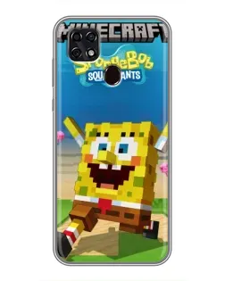 Чохол для ZTE Blade 20 Smart з картинкою «Губка Боб Minecraft»