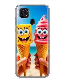 Чехол для ZTE Blade 20 Smart с картинкой «Спанч Боб мороженое»
