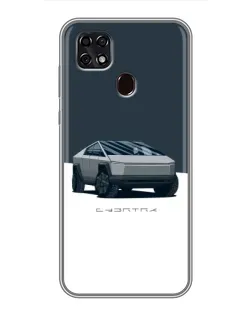 Чехол для ZTE Blade 20 Smart с картинкой «Серебристый Cybertruck Tesla»