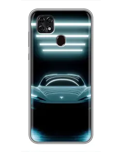 Чехол для ZTE Blade 20 Smart с картинкой «Tesla в неоне»