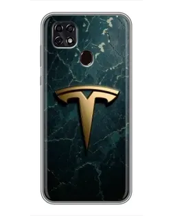 Чехол для ZTE Blade 20 Smart с картинкой «Мраморная Tesla Gold»