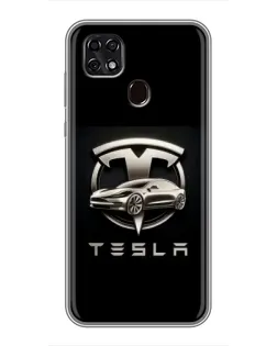Чехол для ZTE Blade 20 Smart с картинкой «Tesla — серебристое авто»