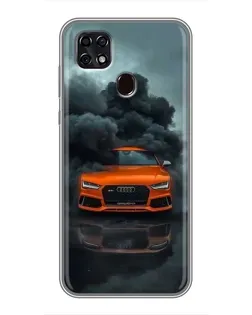 Чехол для ZTE Blade 20 Smart с картинкой «Audi в облаках дыма»