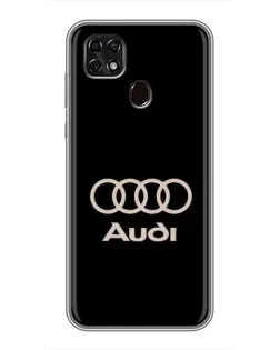 Чехол для ZTE Blade 20 Smart с картинкой «Audi — золотой логотип»