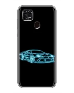 Чехол для ZTE Blade 20 Smart с картинкой «Неоновый контур Lamborghini»