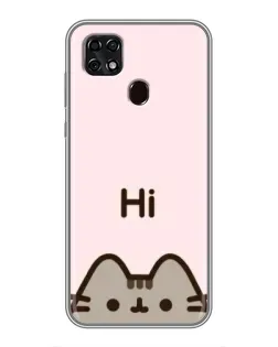 Чехол для ZTE Blade 20 Smart с картинкой «Пушин говорит Hi»
