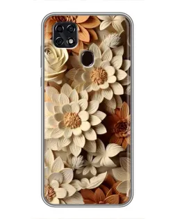 Чехол для ZTE Blade 20 Smart с картинкой «Бежевый флористический декор»