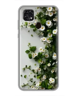 Чехол для ZTE Blade 20 Smart с картинкой «Ветка мелких белых цветов»