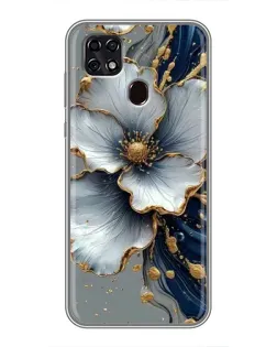 Чехол для ZTE Blade 20 Smart с картинкой «Белый цветок и золотой флюид»