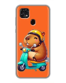 Чехол для ZTE Blade 20 Smart с картинкой «Капибара на скутере»