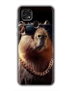 Чехол для ZTE Blade 20 Smart с картинкой «Капибара золотая цепь»