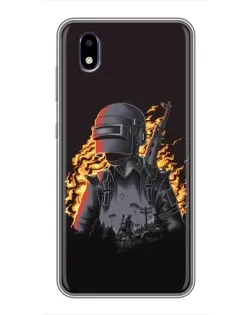 Чехол для ZTE Blade A3 (2020) с картинкой «PUBG — огненный силуэт»